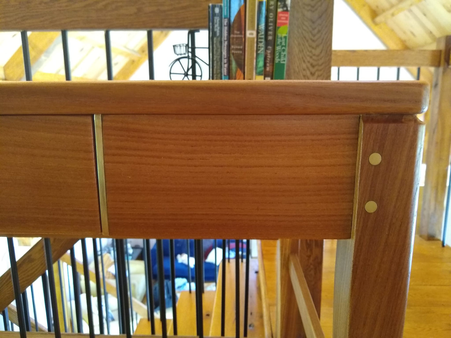 English Elm Desk with Brass Accents