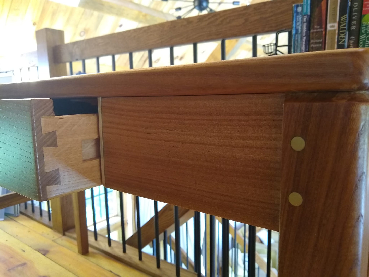 English Elm Desk with Brass Accents